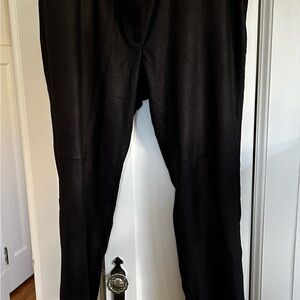 Black faux leather and jersey Olson pants
